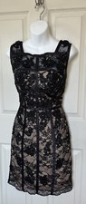 JVN by Jovani Beaded Lace Fitted Formal Mini Dress Black Nude Womens 0