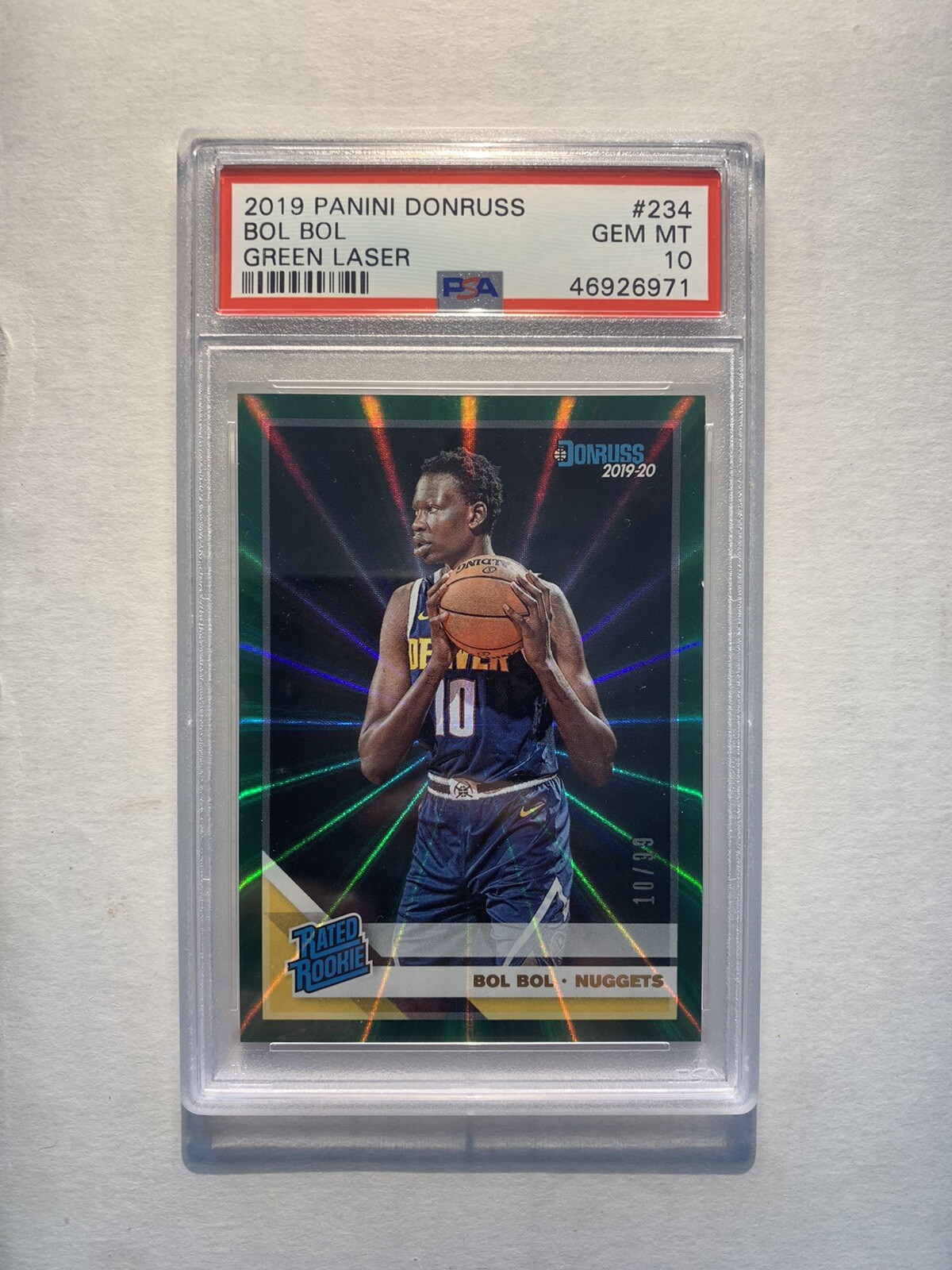 BOL BOL 2019-20 Donruss Rated Rookie Green Laser #234 RC JSY # 10/99 1/1 PSA 10