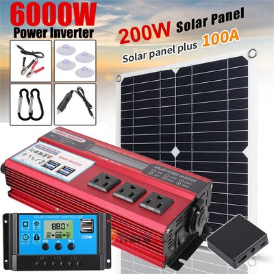 6000W Inverter Solar Panel Kit Solar Power for RV Marine Boat Off Grid System US