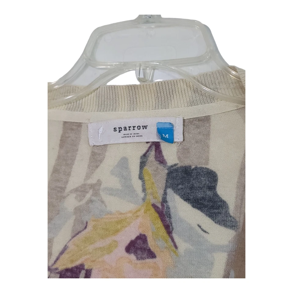 Cárdigan Anthropologie Sparrow Floral Rendering Rayas Floral 100% Algodón Med Foto 2 de 4