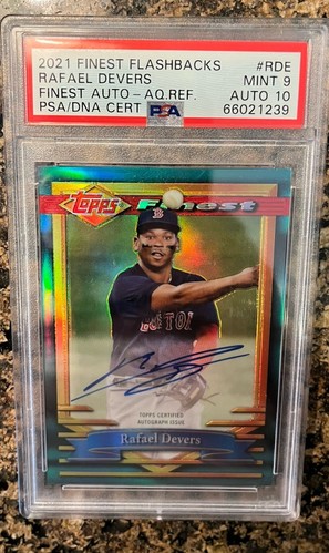 Rafael Devers 2021 Finest Flashbacks Auto Aqua Refractor /20 PSA 9