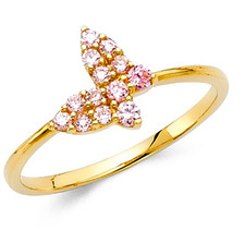 NEW 14K YELLOW GOLD BUTTERFLY RING - SIZE 7