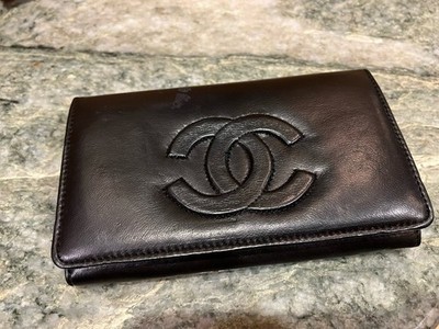 Vintage Chanel Black Leather Long Wallet *Victory Hook*