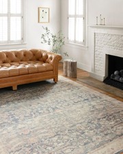 Loloi II Hathaway Collection HTH-02 Denim/Multi 2'-6" x 7'-6", .25" Thick, Ru...