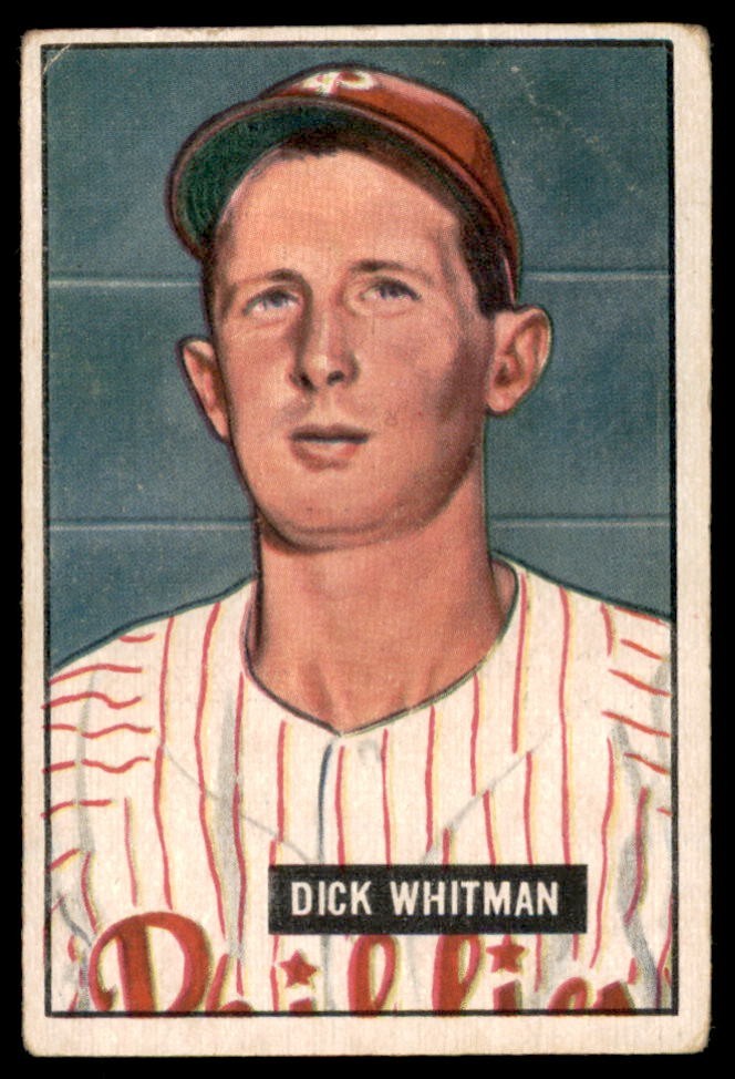 1951 Bowman #221 DICK WHITMAN  Philadelphia Phillies  VG+
