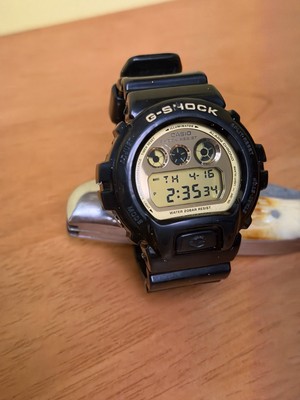 Casio G-Shock DW-6900CB 3230 Black & Gold Custom Gold LCD Display 