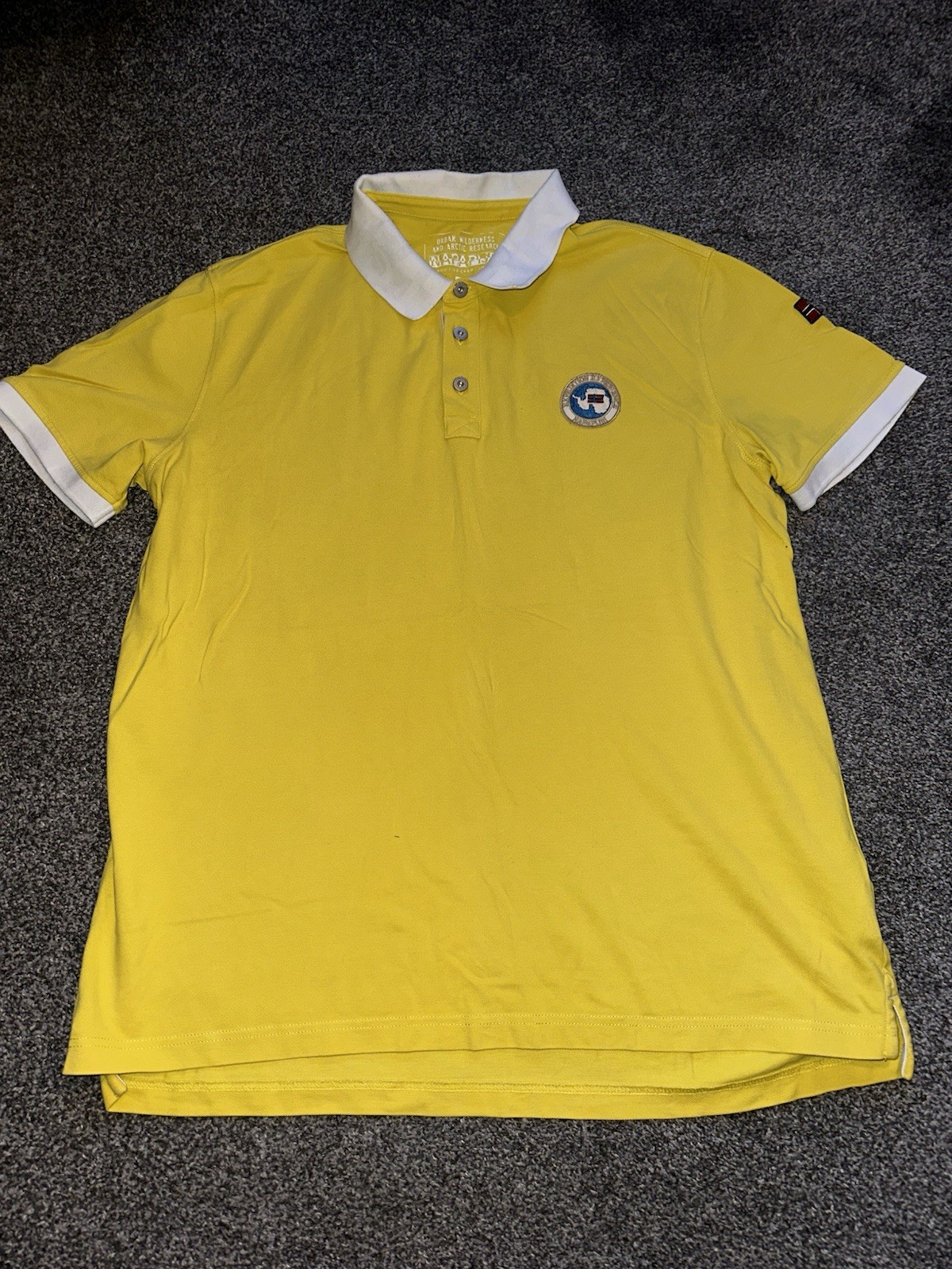 Mens Napapijri Polo T-Shirt, Size 3XL, Yellow, Short Sleeve, Woven, Button, (G4)