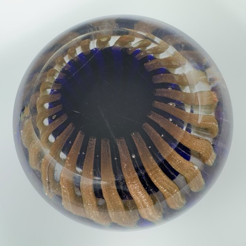 MURANO Vintage ART GLASS PAPERWEIGHT Aventurine STRIPE CROWN Metallic GOLD BLUE - Picture 21 of 24