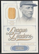 2012 Panini National Treasures League Leaders Chuck Klein GAME BAT #14 #88/99