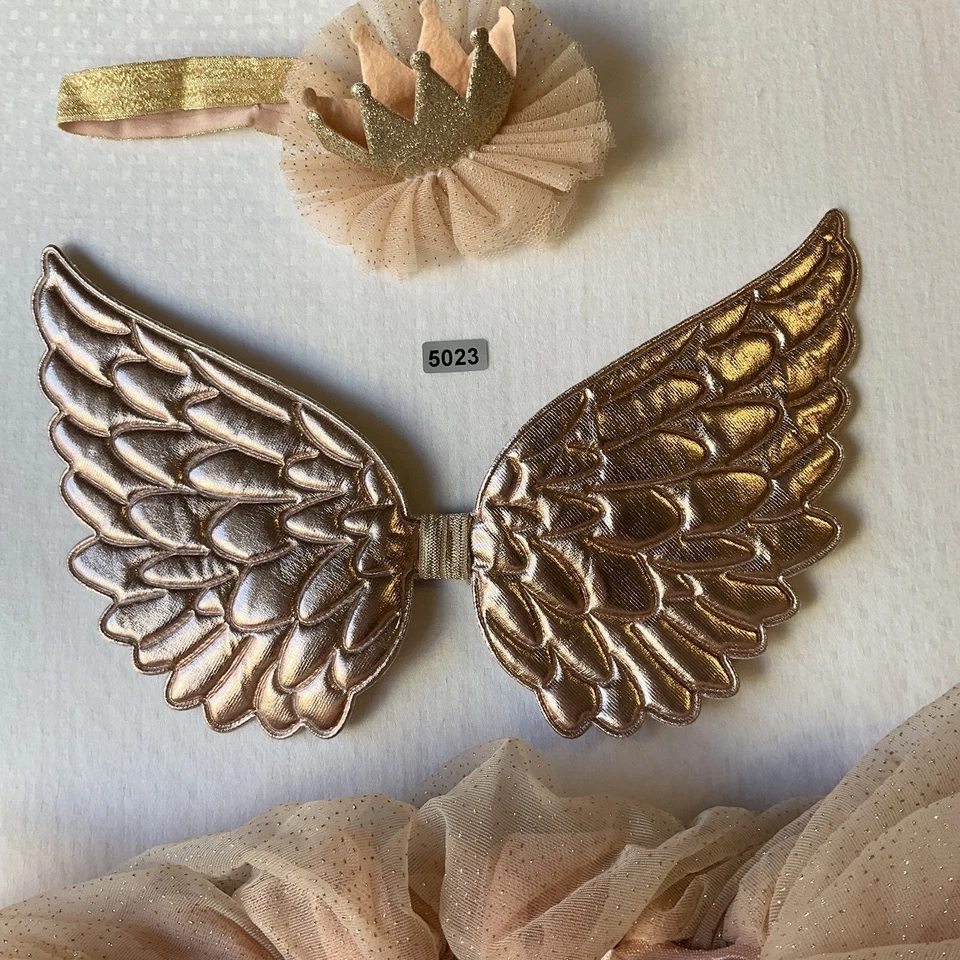 Falda Elly & Emmy Niñas 0-12M Champagne Tutú Corona Alas Disfraz Arco Brillo Foto 3 de 4