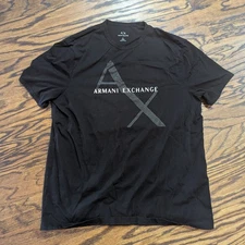 Armani Exchange Black T SHIRT (Large) 20x28.5 Spell Out AX A | X