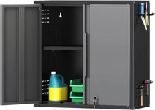 Garage Wall Cabinet with Locking Doors & Shelf Metal Wall Cabinet Tool Organizer