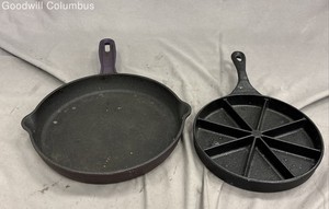 Cooks Essentials 10" Skillet & Heuck Classics Wedge Pan Cast Iron 2 Piece Lot