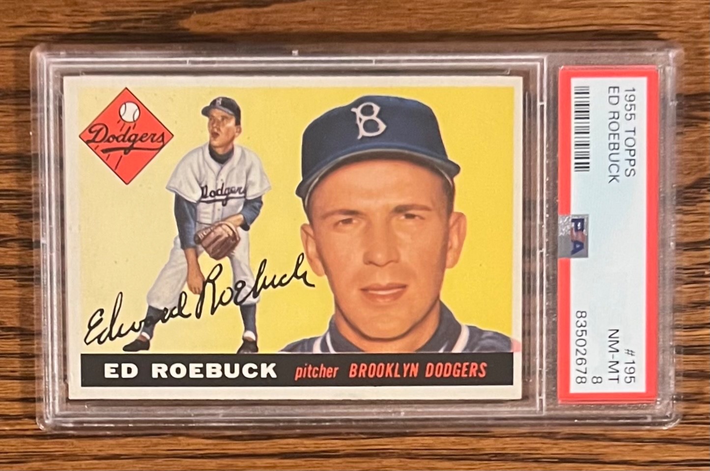 1955 Topps #195 Ed Roebuck PSA8