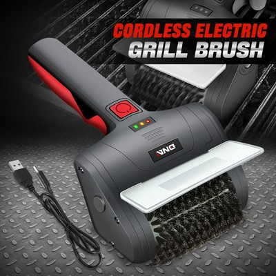 #ad Rechargeable Cordless BBQ Grill Clean Scrub Brush w Type C Cable Red Black $59.99