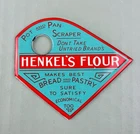 VINTAGE HENKEL'S FLOUR META PAN SCRAPER GASOLINE OIL  STATION GAS PORCELAIN SIGN