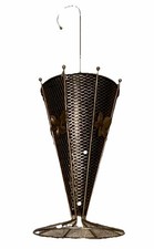 Vintage 1950's - 60's MCM Inverted Umbrella Black/Gold Patina Stand 9 x 28"