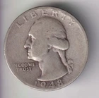 1948-S WASHINGTON QUARTER .25¢ SAN FRANCISCO 90% SILVER COIN UNITED STATES MINT