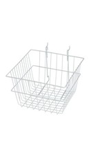 SSWBasics 12" x 12" x 8" White Mini Grid Basket for Slatwall & Wire Grid