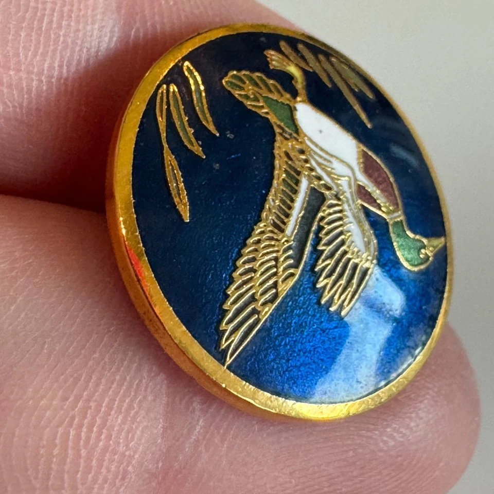 Vtg Mallard Duck Cloisonné Enamel Shank Button Waterfowl Hunting Wildlife Bird - Image 2 of 3