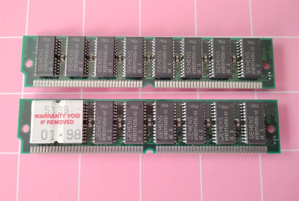 64MB 2x32MB SIEMENS GT-7233B1 72-pin Simm EDO 60ns DESKTOP Memory Kit 8Mx32 5V - Image 3 of 4