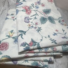 2 Laura Ashley CHINESE SILK VALANCES straight rod pocket 18 X 84 floral on white