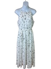 DKNY Floral Halterneck Maxi Dress White Black Size UK 8 US 4 