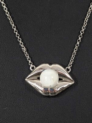 Hespera Lips Statement Necklace White Orb Speak Your Truth Style 22 