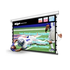 120 Inch Projector Screen Pull Down, 2.0 Gain 4K HD Tab-Tension Motorized Par...