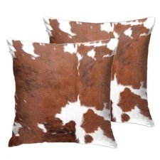 Velvet Throw Pillow Covers, Soft Vintage Couch Pillow Cover, Cow Hide Cowhide...