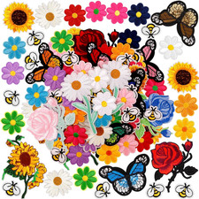 72 Pcs Embroidered Iron on Patches for Clothing, Butterfly Flower Iron