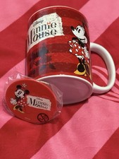 Brand New Vintage Red Minnie Mouse Mug & Pocket Mirror Set - Disney Retro Minnie