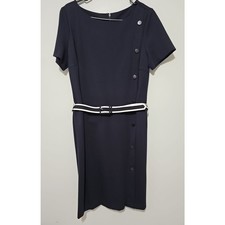 Tory Burch Sonia Sheath Dress Womens Large Navy Boat Neck Old Money Coastal
