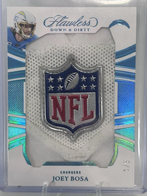 Joey Bosa 2025 Panini Flawless #15 SHIELD Down & Dirty GU Patch BOOKEND /5 POP!