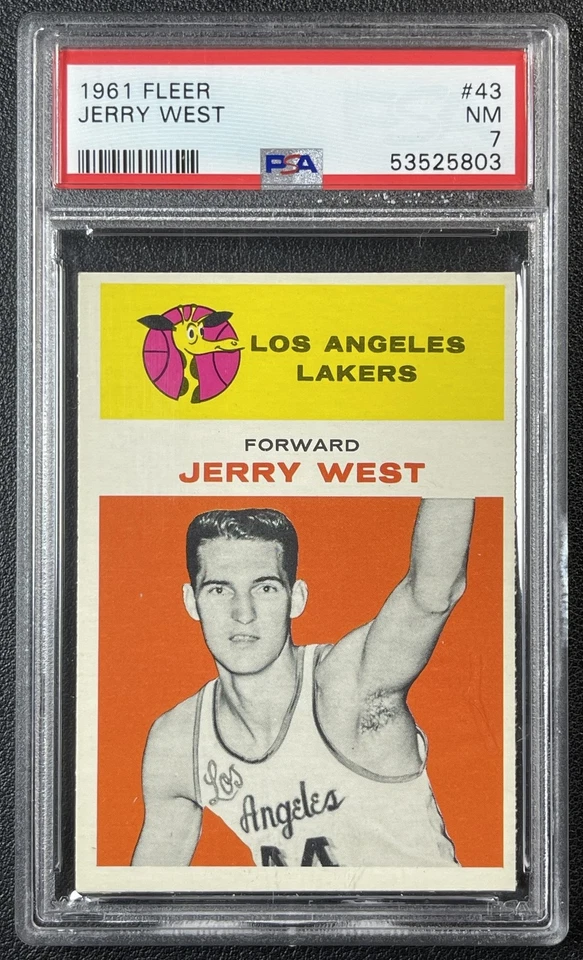 JERRY WEST PSA 7 1961-62 FLEER BASKETBALL #43 ROOKIE CARD RC LAKERS NEAR MINT