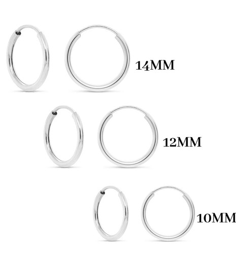 3er-Pack 925 Massiv Sterlingsilber Ohrringe - Endlos Reifen Ohrringe Set