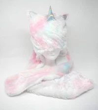 Wonder Nation Multi-Color SOFT Unicorn 3-in-1 Hooded Scarf with Attached Mittens