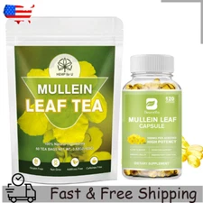 Natural Mullein Leaf Capsules Herbal Supplement For Lung Cleansing Detox US