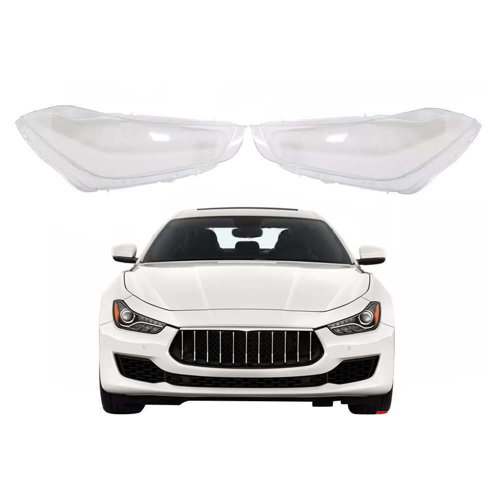 Pair Left & Right Headlight lens Cover for Maserati Ghibli 4-Door 2014-2022