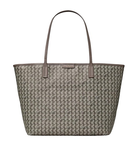 Tory Burch 143364 Geo Logo Top Zip Tote Gray Shoulder Bag NEW | eBay
