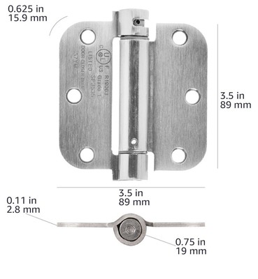 Amazon Basics Self-Closing Door Hinge - Satin Nickel 3.5 in x 3.5 in