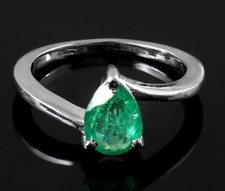 Emerald Ring 925 Sterling Silver Ring Pear Emerald Ring Anniversary Gift Ring