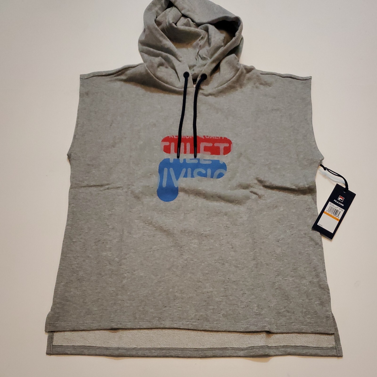 Felpa con cappuccio smanicata Fila Athletic Camilli grigia donna piccola nuova con etichette