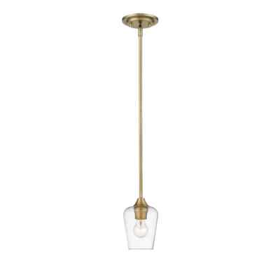 Z-Lite 1-Light Olde Brass Mini-Pendant with Clear Glass Shade