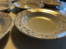 Rare Vintage Homer Laughlin rimmed Soup cereal Bowls Seville Splatter Set Of 7