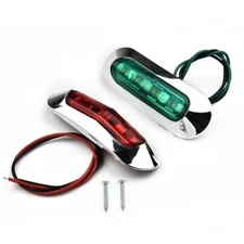 2PCS Boat Navigation Lights 4 LED Marine Bow Yacht Pontoon Lamps Green Red 12V