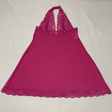 Fredrick  s Of Hollywood Pink Semi Sheer Lace Mesh Lingerie Slip Nightie L Large