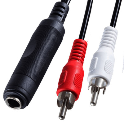 Audio Adapterkabel, 6.3mm Klinkenbuchse auf 2 Cinchstecker Stereo 6,35mm - 20cm