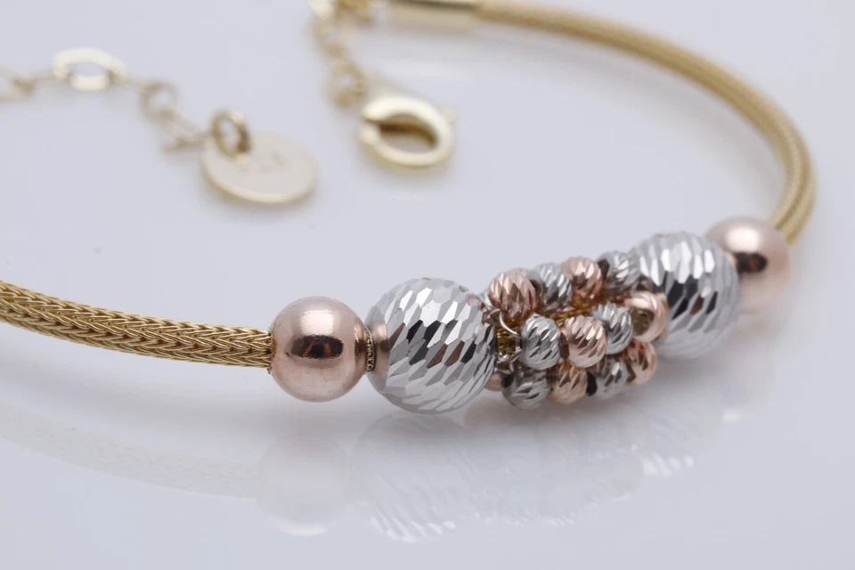 Pulsera Turca Hecha a Mano Joyería Cadena Dórica Diferentes Colores Rosa Rodio 925 Foto 3 de 4