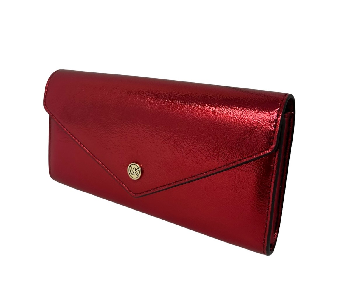 crimson michael kors wallet